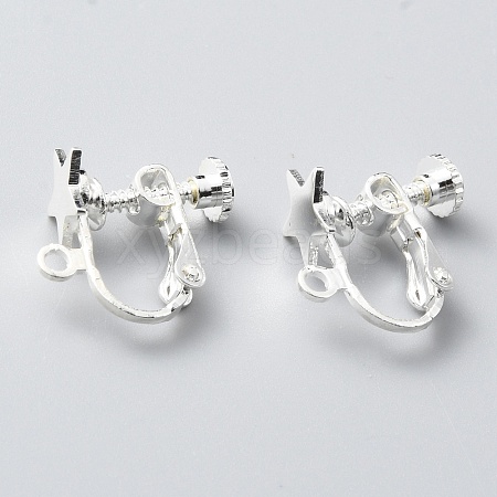 Star Brass Clip-on Earring Findings KK-TAC0005-02S-1
