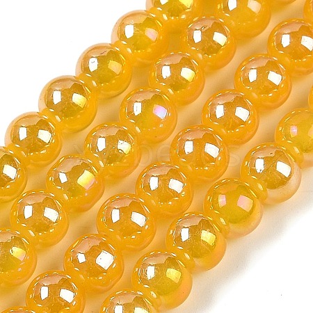 Baking Painted Electroplate Glass Beads Strands GLAA-G120-01H-1