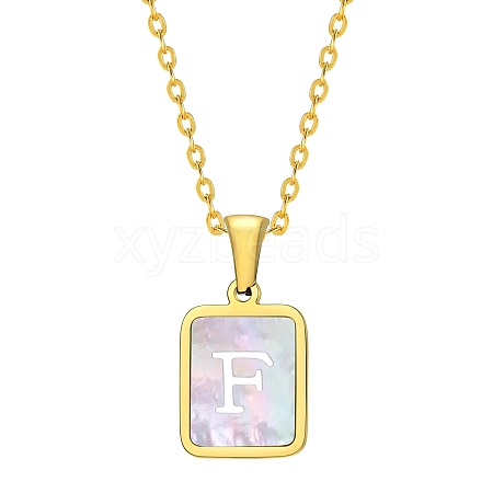 Shell Rectangle Pendant Initial Necklaces PW-WGEBFCF-06-1