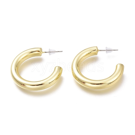 Brass Half Hoop Earrings EJEW-H104-07G-1