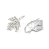 999 Sterling Silver Leaf Cuff Earrings EJEW-P296-08P-2