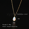 Opalite Teardrop Pendant Necklace with Stainless Steel Chains JD6752-1-5