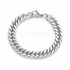 Tarnish Resistant Men's 304 Stainless Steel Diamond Cut Cuban Link Chain Bracelets BJEW-L673-002C-P-1