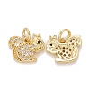 Autumn Theme Brass Micro Pave Clear & Black Cubic Zirconia Charms KK-Z024-02G-2