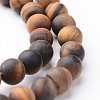 Frosted Round Natural Tiger Eye Bead Strands G-J346-15-6mm-1