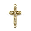 Brass Clear Cubic Zirconia Cross Connector Charms ZIRC-I070-003G-1