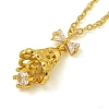 Brass Clear Cubic Zirconia Christmas Bell with Bowknot Pendant Necklaces NJEW-G148-01G-1