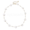 304 Stainless Steel & Natural White Shell Butterfly Cross Heart Link Chain Necklaces for Women NJEW-JN05808-5