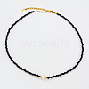 Summer Faceted Glass & Imitation Pearl Stainless Steel Beaded Necklaces for Women JT8933-1-1