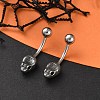 Snake Head 316 Surgical Stainless Steel Cubic Zirconia Belly Button Rings/Earrings EJEW-G416-16AS-02-1