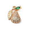 Brass Micro Pave Clear Cubic Zirconia Pendants KK-C062-090G-1