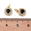 Square Brass Micro Pave Cubic Zirconia Charms KK-B102-09G-3