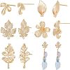 CHGCRAFT 10Pcs 5 Style Brass Stud Earring Findings KK-CA0002-05-1