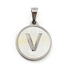 304 Stainless Steel with White Shell Pendants STAS-G268-01V-P-2