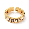 Rectangle Brass Micro Pave Cubic Zirconia Open Cuff Ring for Women RJEW-Z044-04G-02-2