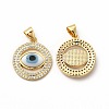 Rack Plating Real 18K Gold Plated Brass Micro Pave Clear Cubic Zirconia Pendants ZIRC-L102-07G-03-2