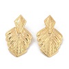 Leaf 304 Stainless Steel Dangle Stud Earrings EJEW-L287-076G-4