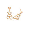 Brass Micro Pave Clear Cubic Zirconia Stud Earring Findings KK-S356-620G-NF-3