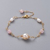 Natural Rose Quartz Link Bracelets BJEW-JB04998-01-1