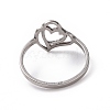 Non-Tarnish 201 Stainless Steel Interlocking Double Heart Finger Ring RJEW-J051-03P-3