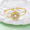 Brass Micro Pave Clear Cubic Zirconia Cuff Bangles for Women BJEW-U025-08G-2