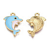 Light Gold Plated Alloy Enamel Pendants ENAM-T009-55A-RS-1