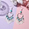 Heart Synthetic Turquoise & Capiz Shell Chandelier Earrings EJEW-TA00490-2