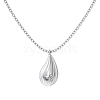 Teardrop 925 Sterling Silver Micro Pave Cubic Zirconia Pendant Necklaces NJEW-K279-05MP-2