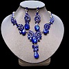 Teardrop Alloy Acrylic Rhinestone Pendant Necklaces & Stud Earrings Sets FS-WG537BF-08-1