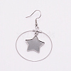 Stainless Steel Dangle Earrings LS-STAS-WH0015-37P-1