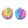 Rack Plating Rainbow Color 304 Stainless Steel Pendants Rhinestone Settings STAS-S119-121-3