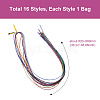 16 Bags 16 Style Metallic/Polyester/Organza/Yarn Cords Cords Hair Braiding String OHAR-KS0001-01-3