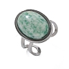 Oval Natural Green Spot Jasper Finger Rings RJEW-M062-02P-13-2