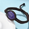 Adjustable Oval Natural Amethyst Braided Bead Bracelets BJEW-H626-02-15-3