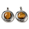 Natural Tiger Eye Locket Pendants G-C104-03B-P-1