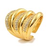 Brass Micro Pave Cubic Zirconia Cuff Rings RJEW-S392-15G-1