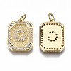 Brass Micro Pave Clear Cubic Zirconia Pendants KK-S356-234G-G-NF-2