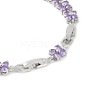 Noble Gift Ideas for Lady Platinum Tone Brass Micro Pave Cubic Zirconia CZ Flower Link Chain Bracelets BJEW-L472-05-1-3