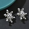 Snowflake Brass Micro Pave Cubic Zirconia Stud Earrings EJEW-G452-03P-2