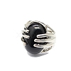 Oval Natural Obsidian Adjustable Rings PW-WG2A004-04-1