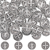 60Pcs Tibetan Style Alloy Flat Round Beads TIBEB-SC0001-58-1