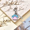 Dog Paw Print Alloy Enamel Pendant Decoration HJEW-JM02495-03-2