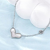 304 Stainless Steel Pave Natural White Shell Heart Pendant Necklaces for Women NJEW-U032-09P-01-3