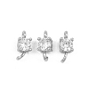 Brass Pave Clear Cubic Zirconia Flat Round Connector Charms KK-H538-21B-P-1