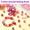 Pink Theme 90Pcs 5 Colors Food Grade Eco-Friendly Silicone Beads SIL-YW0001-43-3