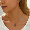 Vintage 201 Stainless Steel & Plastic Heart with Evil Eye Stud Earrings & Pendant Necklaces Set for Women JC7248-4