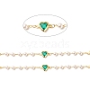 Brass Glass Heart Link Chains CHC-E024-07G-2