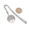 Natural Malaysia Jade & Green Aventurine Beaded Pendant Bookmarks with Alloy Tree of Life AJEW-JK00255-04-3