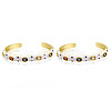 Colorful Cubic Zirconia Flat Cuff Bangle BJEW-N014-002-NF-2