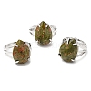 Synthetic & Natural Mixed Gemstone Teardrop Adjustable Rings RJEW-K241-03P-2